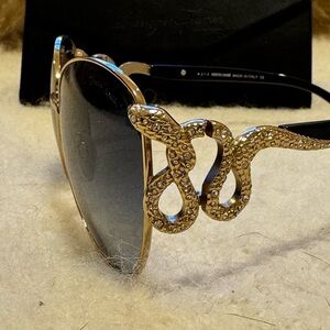 Roberto Cavalli Gold and Black Snake Detail Sunglasses